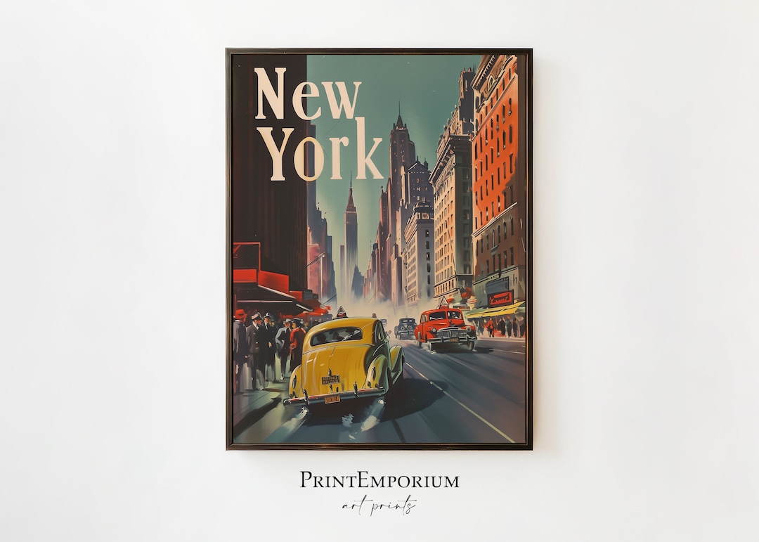 New York City Print | Vintage Travel Poster | Retro Wall Art | Art Deco ...