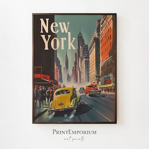 New York City Print | Vintage Travel Poster | Retro Wall Art | Art Deco Print | Manhattan Cityscape | Midcentury Art | DIGITAL PRINTABLE Art