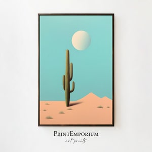 Minimalist Desert Print, Southwestern Wall Art, Boho Wall Art, Desert Painting, Arizona Art, Cactus Painting, Cactus Print, Large Art