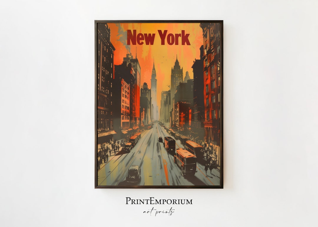 New York City Print | Vintage Travel Poster | Retro Wall Art | Art Deco ...