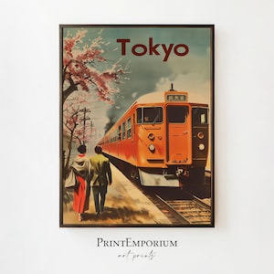 Tokyo Japan Train Print | Vintage Travel Poster | Retro Japanese Print | Asian Wall Art | Midcentury Decor | DIGITAL DOWNLOAD PRINTABLE Art