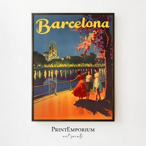 Barcelona Spain Print | Vintage Travel Poster | Retro Wall Art | Midcentury Decor | European Wall Art | DIGITAL DOWNLOAD | PRINTABLE Art