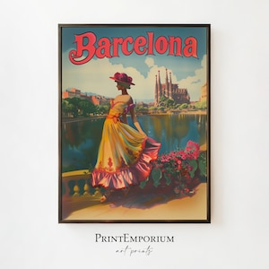 Barcelona Spain Print | Vintage Travel Poster | Retro Wall Art | Spanish Decor | European Wall Art | DIGITAL DOWNLOAD | PRINTABLE Art