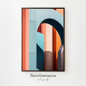 Abstract Architecture Print, Modern Art Print, Contemporary Art, Pastel Wall Painting, Large Framed Print, Home Decor, Contemporary Art