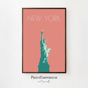 Pink NYC Travel Poster,  Preppy Wall Art, Minimalist Travel Poster, Statue of Liberty Poster, Home Decor, New York City Poster, New York Art