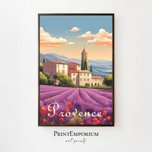 Provence Travel Poster, French Travel Poster, French Decor Poster, Lavender Field Art, Large Framed Art, Rustic Travel Poster, Provence Art