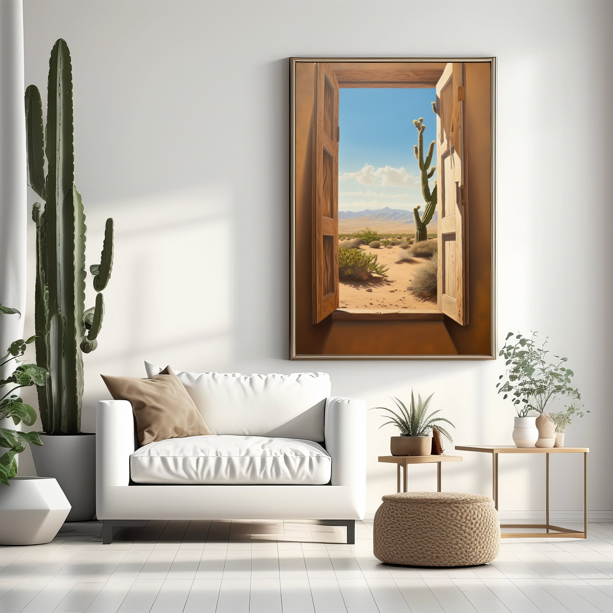 Southwestern Desert Art | Vintage Cactus Print | Western Cowboy Decor ...