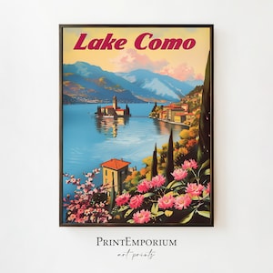 Vintage Lake Como Poster | European Print | Vintage Travel Poster | Retro Italy Art | DIGITAL DOWNLOAD | PRINTABLE Art | Large Wall Art