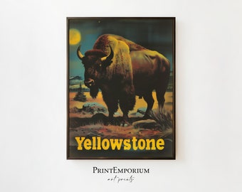 Vintage Yellowstone Travel Poster, National Park Print, Retro Wall Art, American Wilderness, DIGITAL DOWNLOAD, Large PRINTABLE Wall Art