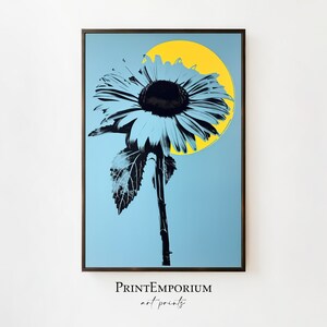 Sunflower Pop Art Painting, Floral Art Painting, Modern Pop Art, Retro Wall Decor, Large Wall Art, Vibrant Home Decor, Sunflower Art