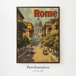 Vintage Rome Travel Poster | Vintage Wall Decor | Europe Travel Print | Italian Wall Art | European Landscape | Vatican City Poster