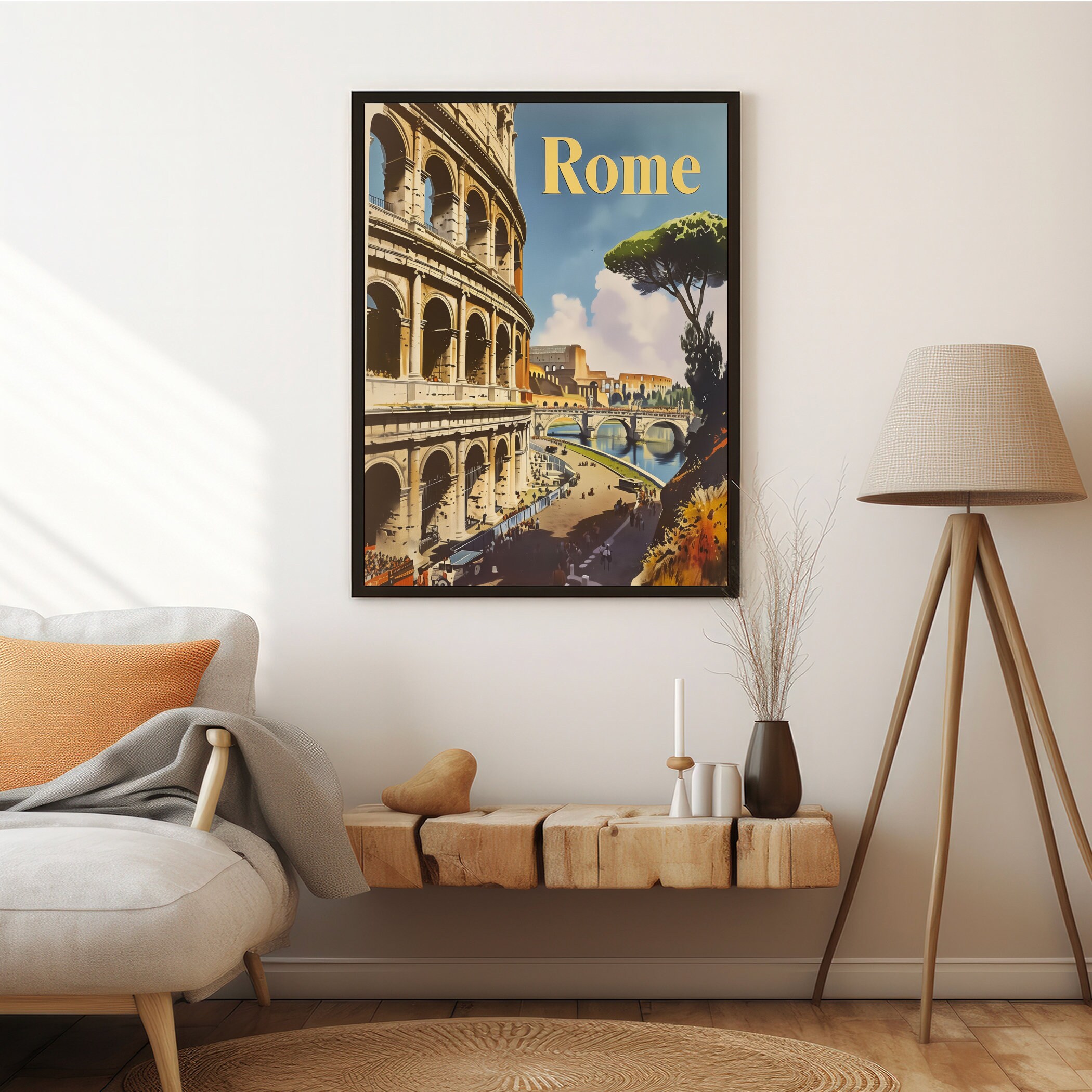 Window View Poster Rome Rome Travel Poster | Retro Wall Decor | Vintage Travel Wall Decor ...