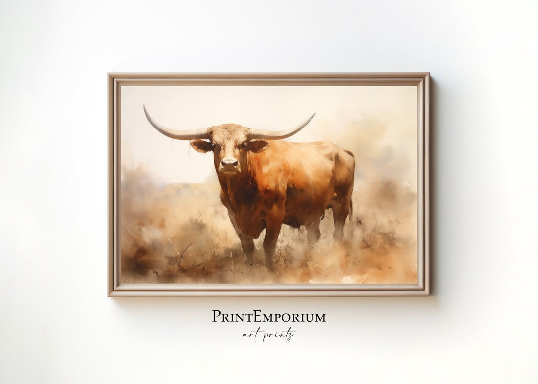 Longhorn Wall Art, Cow Art Print, Western Wall Decor, Rustic Wall Art ...