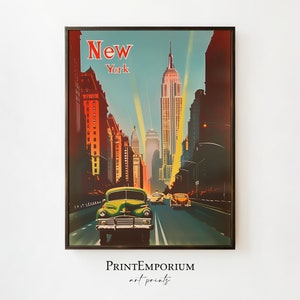 Vintage New York Travel Poster | Retro Wall Art | Art Deco Print | Manhattan Cityscape | Midcentury Art | Digital DOWNLOAD | PRINTABLE Art
