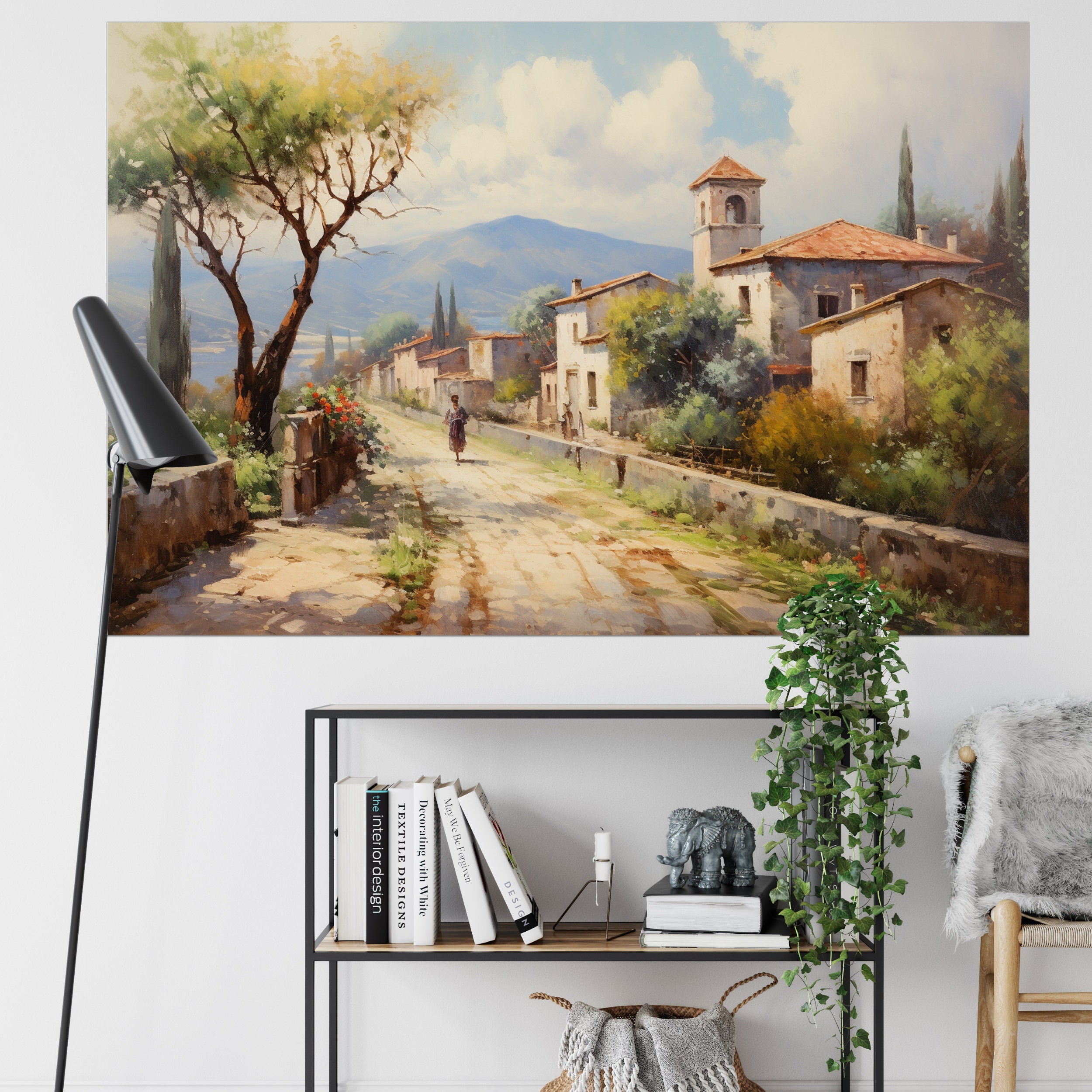 Vintage Italian Countryside Wall Art | Rustic European Village