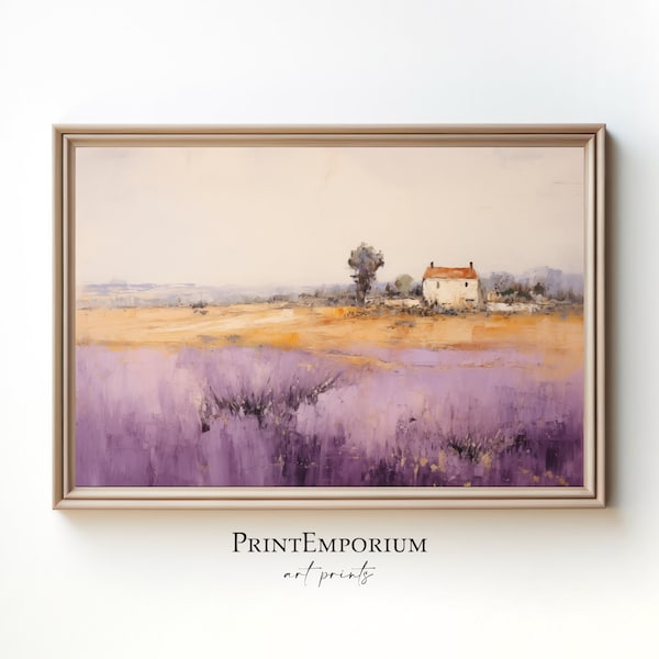 Provence Lavender Field Landscape | Vintage French Country Art Print | Tranquil Mediterranean Scenery | PRINTABLE Wall Decor