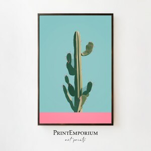 Minimalist Cactus Painting, Botanical Wall Decor, Modern Fine Art, Cactus Art Print, Desert Wall Art, Boho Wall Decor, Large Wall Art