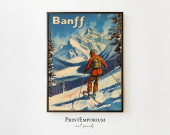 Vintage Banff Print | Canada Travel Poster | Retro Wall Art | Classic Ski Decor | DIGITAL DOWNLOAD | PRINTABLE Art | Large Wall Art