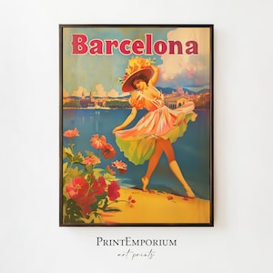 Vintage Barcelona Travel Poster | Retro Wall Art | Spain Tourism | Midcentury Decor | European Wall Art | DIGITAL DOWNLOAD | PRINTABLE Art