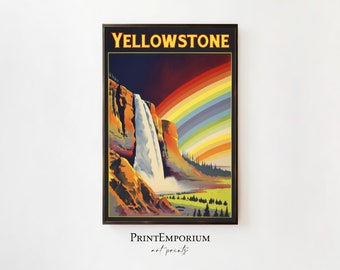 Yellowstone National Park Poster, Vintage Travel Poster, National Park Poster, Wyoming Travel Poster, Yellowstone Art Print, Large Wall Art