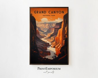 Grand Canyon Reiseplakat, druckbares Vintage Reiseplakat, Retro Nationalpark Plakat, Arizona Plakat, Südwesten Kunstdruck