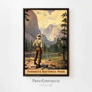 Yosemite Travel Poster, Vintage Travel Poster, National Park Poster, Yosemite Poster, Yosemite Art Print, National Park Art, Large Wall Art