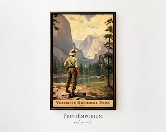 Yosemite Travel Poster, Vintage Travel Poster, National Park Poster, Yosemite Poster, Yosemite Art Print, National Park Art, Large Wall Art