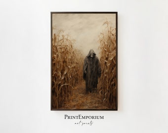 Spooky Halloween Reaper Printable Wall Art, Grim Reaper Art, Halloween Digital Download, Digital Art Print, Halloween Art Print