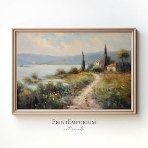 Italian Countryside Landscape Wall Art, Vintage Painting, Italy Art Print, Fine Art Print, Italy Painting, Large Wall Art, Rustic Wall Decor