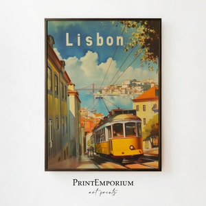 Vintage Lisbon Travel Poster | Retro Wall Art | Portugal Landscape Print | European Wall Art | DIGITAL DOWNLOAD | PRINTABLE Large Art