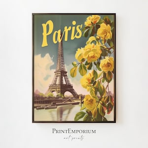 Vintage Paris Travel Poster | Eiffel Tower Print | Retro Travel Poster | Europe Tourism Decor | DIGITAL DOWNLOAD | Large PRINTABLE Wall Art