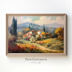 Italian Countryside Landscape Painting, Vintage Painting, Italy Art Print, Oil Painting, Fine Art Print, Italy Painting, Large Wall Art