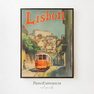 Lisbon Tram Print | Vintage Travel Poster | Retro Wall Art | Portugal Landscape Print | European Wall Art | DIGITAL DOWNLOAD | PRINTABLE Art