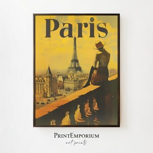 Vintage Paris Travel Poster | Eiffel Tower Print | Retro Travel Poster | Europe Tourism Decor | DIGITAL DOWNLOAD | Large PRINTABLE Wall Art
