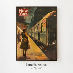 New York City Subway Print | Vintage Travel Poster | Retro Wall Decor | NYC Art Deco | Urban Wall Art | Digital DOWNLOAD | PRINTABLE Art