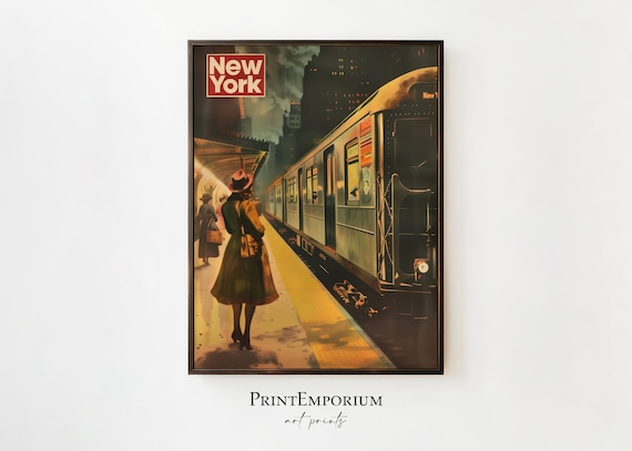 New York City Subway Print | Vintage Travel Poster | Retro Wall Decor | NYC Art Deco | Urban Wall Art | Digital DOWNLOAD | PRINTABLE Art