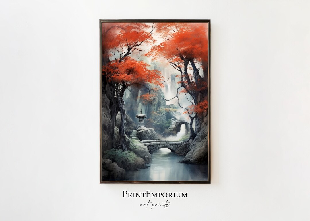 Japanese Garden Art Print Japan Wall Art Japanese Art Print Etsy