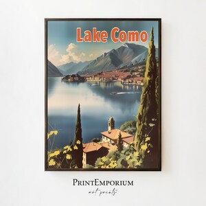 Retro Comer See Poster | Vintage Italienische Landschaft Poster | Serene Lakeside Ansicht Wandkunst | Retro Italien Reise Dekor | DIGITALER DOWNLOAD