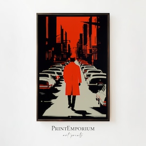 Film Noir Detective Poster, 1970s Wall Art, Large Wall Art, 1970s Poster, Vintage Urban Art, Black and Orange Art, Home Decor, Gifts for Him