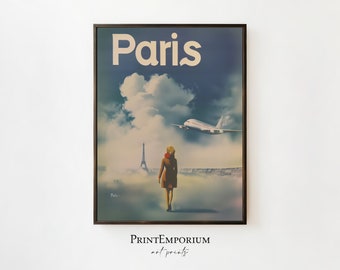Paris Vintage Travel Poster | Retro Travel Print | Vintage Advertising Poster | French Wall Decor | Midcentury Wall Art | PRINTABLE Art