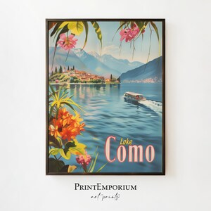 Lake Como Travel Poster | Retro Italian Wall Art | Vintage European Print | Retro Wall Art | DIGITAL DOWNLOAD PRINTABLE Art | Large Wall Art