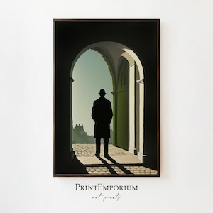 Man Silhouette Painting, Realism Wall Art, Vintage Home Decor, Digital Wall Art, Fine Art, Modern Realism, Architecture Painting