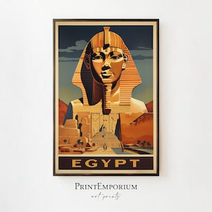 Egypt Travel Poster, Vintage Travel Poster, Ancient Egypt Poster, Retro Wall Art, Framed Travel Poster, Large Wall Art, Egypt Wall Art