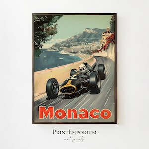Retro Monaco Formula 1 Print | Grand Prix Wall Art | Luxury Racing Travel Poster | PRINTABLE Art | Monaco Grand Prix | Formula 1 Print
