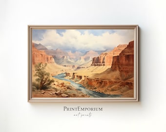 Grand Canyon Painting | Watercolor Desert Landscape | Southwestern Wall Decor | National Park Art Print | Rustic Western PRINTABLE Download
