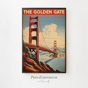 Golden Gate Bridge Vintage Travel Poster, San Francisco Poster, PRINTABLE Travel Poster, Travel Gift, DIGITAL Travel Art, Golden Gate Print