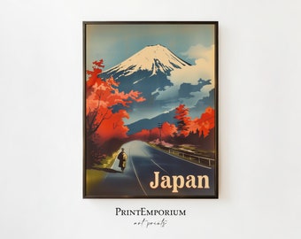 Mount Fuji Japan Print | Vintage Travel Poster | Japanese Landscape Art | Retro Tourism Wall Decor | DIGITAL DOWNLOAD | PRINTABLE Art