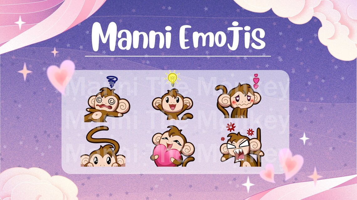 Manni the Monkey Emoji Set for Twitch/discord Etsy