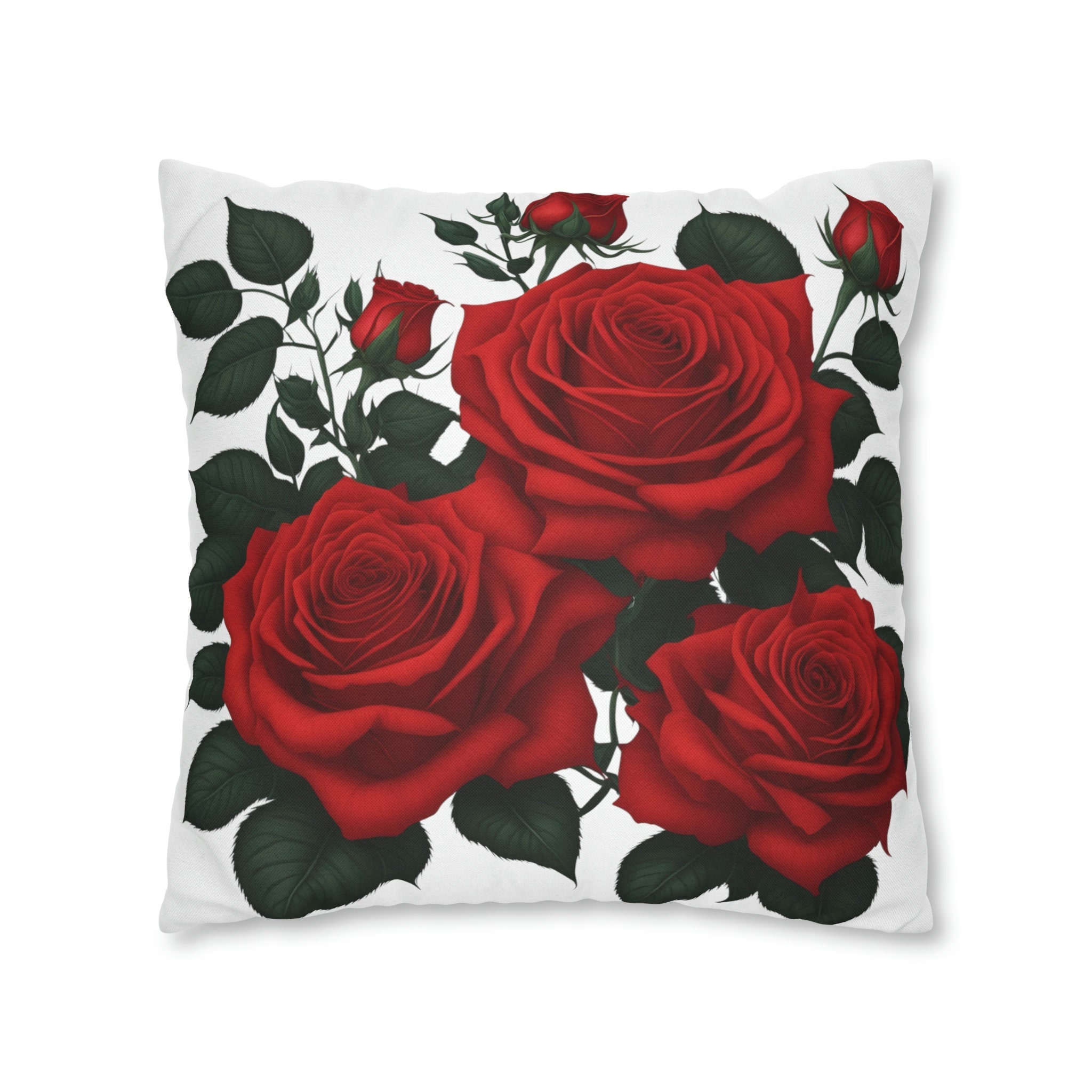 Red Roses Spun Polyester Square Pillow Case Rose Throw - Etsy