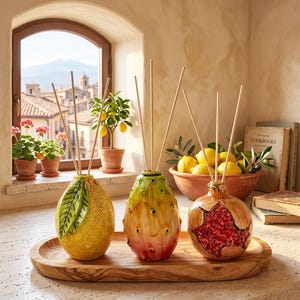 Hand-Painted Sicilian Ceramic Fruit Air Freshener Large hand-painted Sicilian ceramic fruit air freshener from Caltagirone